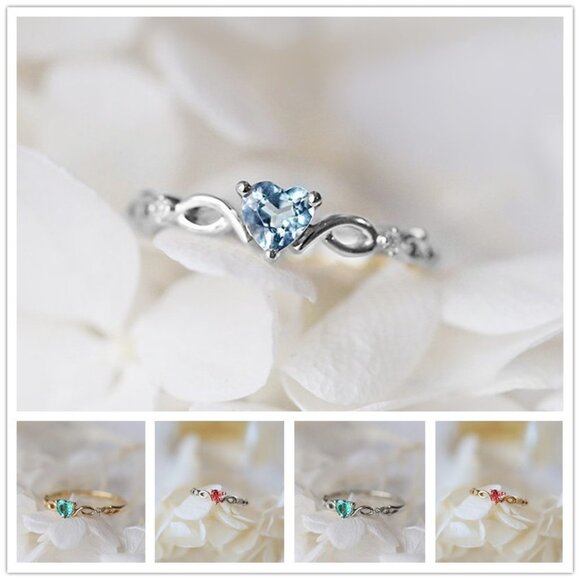 🔥 Silver Green Heart Dainty Anillos Princess Diamond Ring for Women, VIP252 - Picture 2 of 2